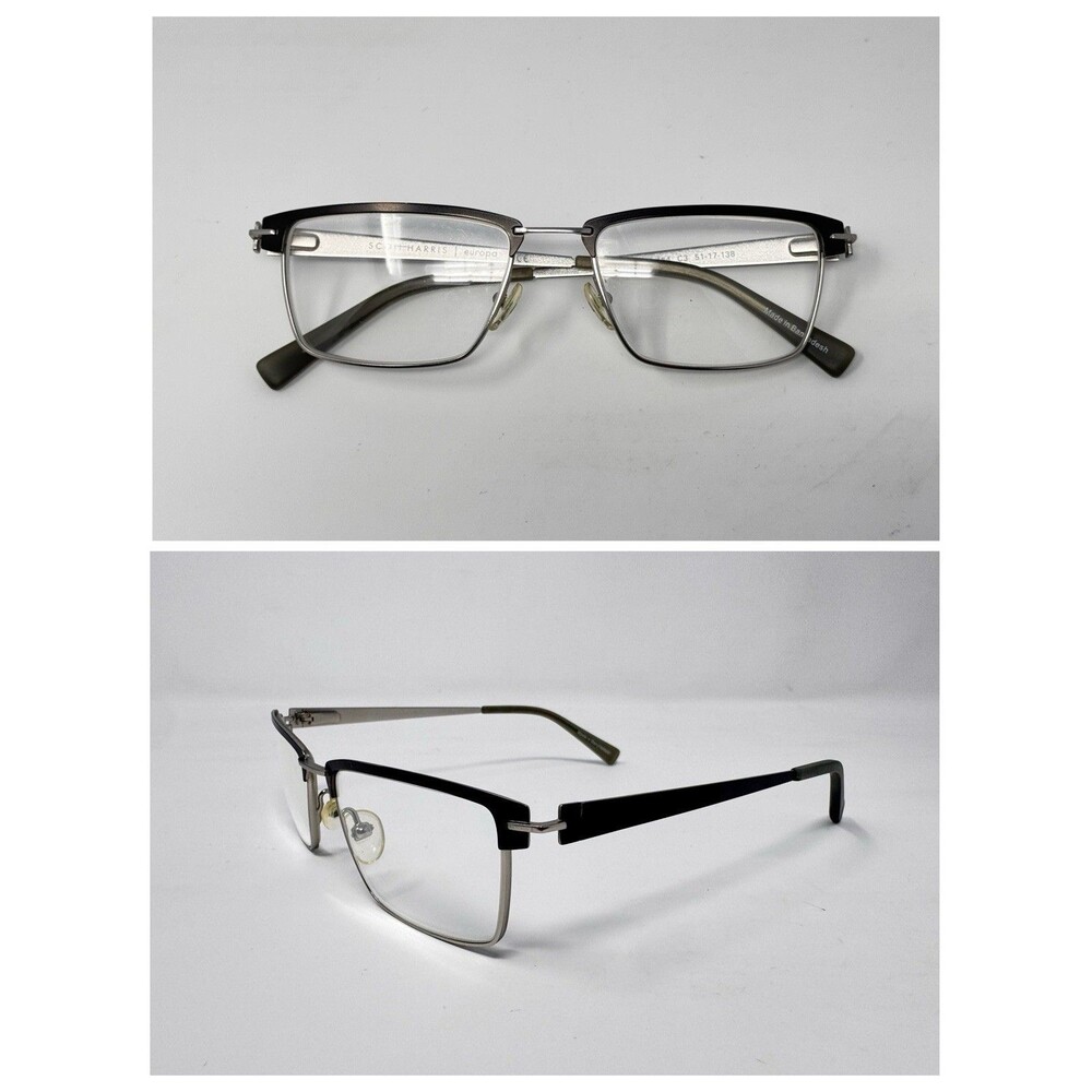 Scott Harris SH-464 C3 Eyeglass Frames Only 51-17-138 Silver Rectangle Authentic